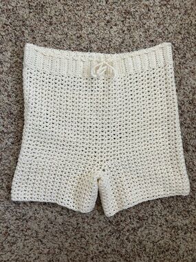 Cream Crochet Knit Women’s Shorts
